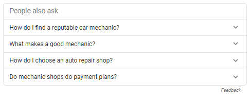example People also ask
