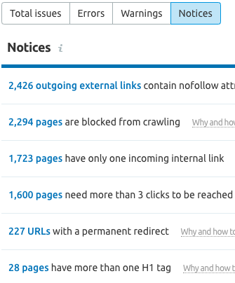 SEO errors - lower priority