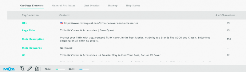 moz bar - title & meta view