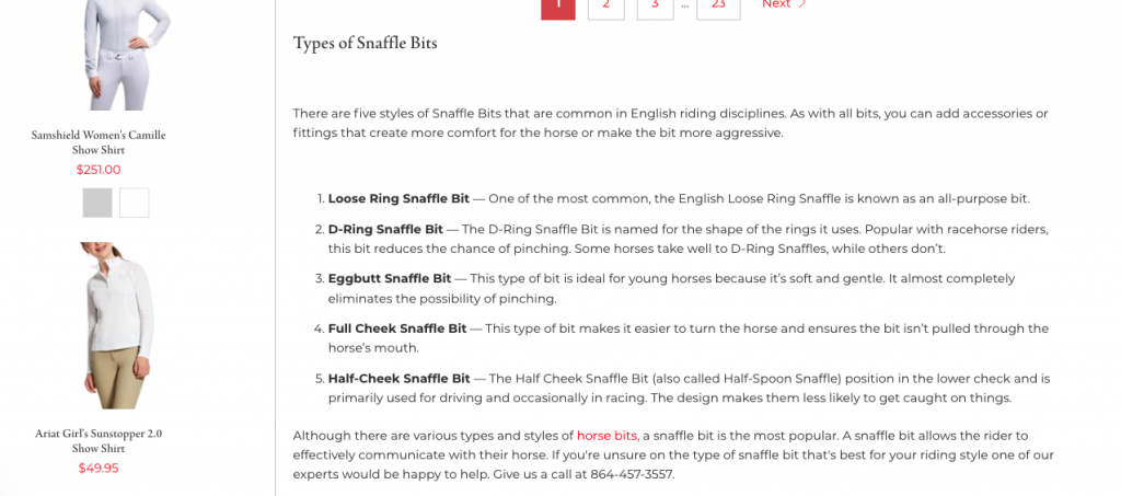long-form copy for category page example